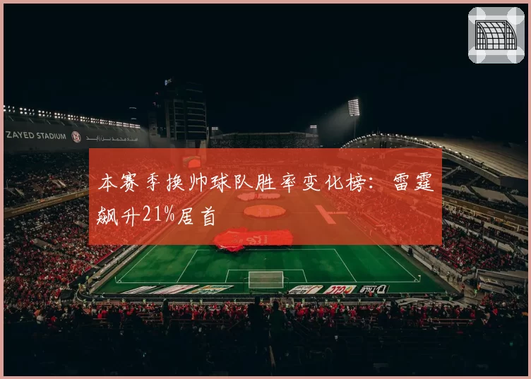 本赛季换帅球队胜率变化榜:雷霆飙升21%居首